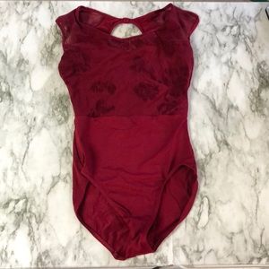 Mirella red velvet ballet leotard
